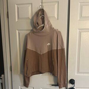 Nike Women's Two-Tone Hoodie - Brown and Tan